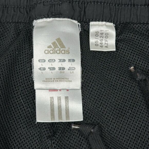 VTG Y2K Adidas Track Pants Men's Large Wide Leg Baggy Joggers Black White Sweats - Picture 12 of 15